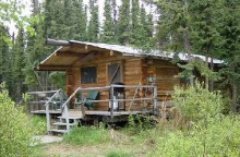 Log guest cabin at Island Lake Lodge