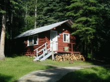 Log guest cabin at Namur Lake Lodge