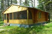 Log guest cabin at Rock Lake Lodge