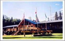 Log main lodge at Winefred Lake Lodge