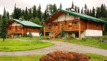 Log guest cabins at Bell 2 Lodge