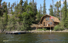 View from lake of Crazy Bear Wilderness Lodge