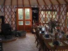 Yurt interior at Fortress Lake Retreat