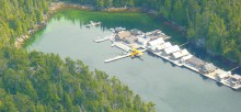 Aerial view of Hakai Lodge