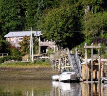 View from water of Kyuquot Beach House