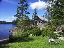 Guest cabin overlooking lake at Star Lake Fishing Resort