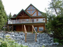 Log main lodge at Trailhead Resort