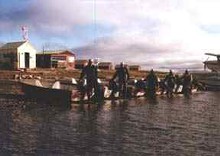 Fishing boats and cabins at High Arctic Lodge