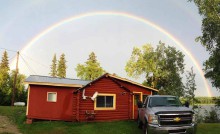 Big Eagle Lodge cabin with rainbow
