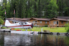 Cabins and float plane at Kabeelo Lodge