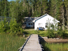 Guest cabin and dock at Lower Twin Lakes lodge