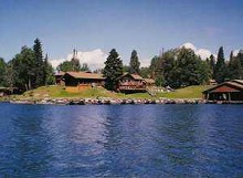 View from lake of North Shore Lodge