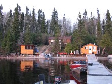 Northwood Outposts boat dock and cabins