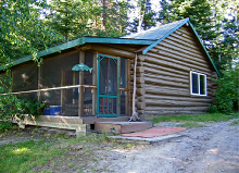 Log guest cabin at Slippery Winds Wilderness Resort