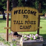 Tall Pines Camp entrance sign