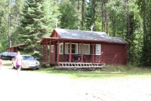 Guest cabin set up for housekeeping at Tikinagan Camp