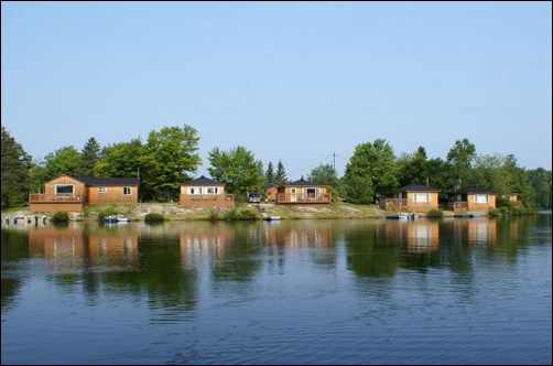 View from the lake of Waterfalls Lodge