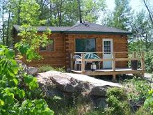 Guest cabin with lake view at West Nipissing Resort