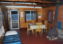 Interior view of guest cabin at Woods Cabins