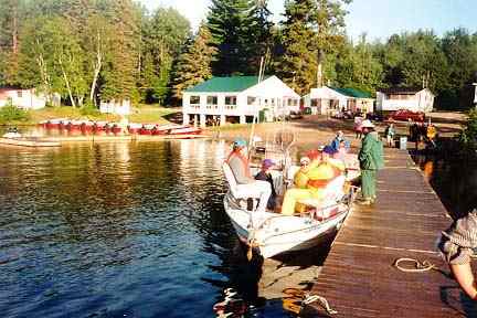 Boat dock and cabins at Cabonga Lake Lodge