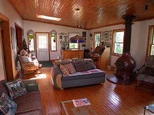 Interior view of guest cabin at Salmon Angler Lodge
