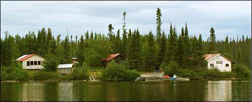 View from the lake of Square Tail Lodge