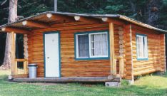 Hunter Bay Lodge log guest cabin