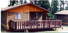 Guest cabin with large deck at Northern Cross Resort