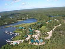 Aerial view of Wollaston Lake Lodge