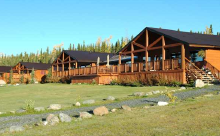 View of cabins and main lodge at Inconnu Lodge 