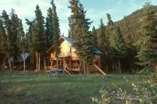 Log outpost cabin at Wilderness Fishing Yukon